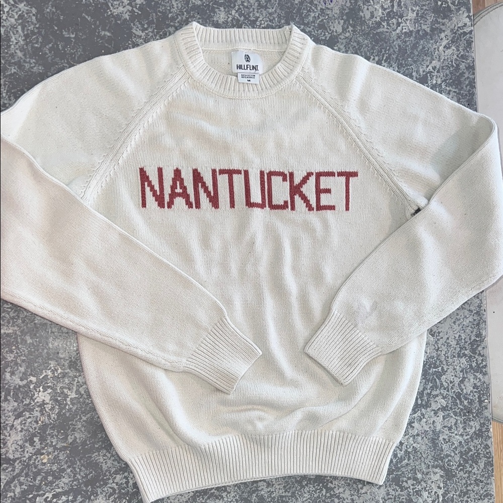 Cream Sweater with Red Nantucket Print